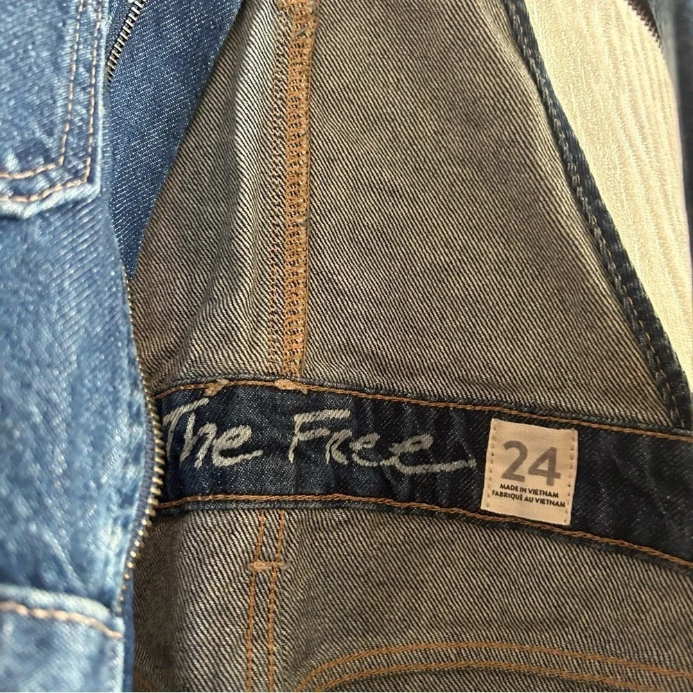 Free People Sunkissed Denim Short Overalls Zip Front Jean‎ Shortalls NEW Size 24